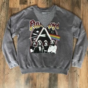 Pink Floyd Cutout Neckline Sweatshirt Gray Logo Medium